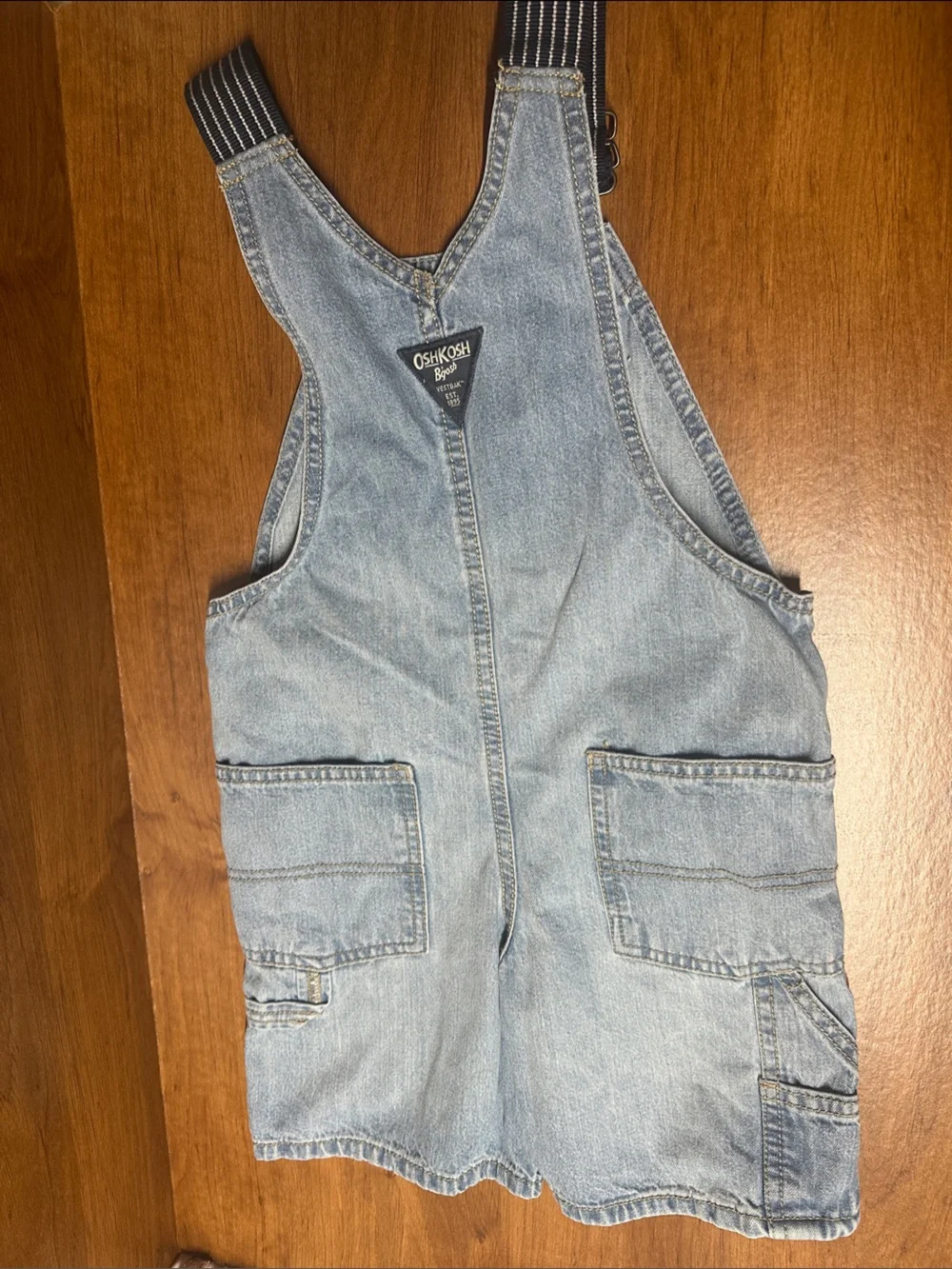 OshKosh B'gosh Light Blue Denim Shortalls with Striped Straps 5T
